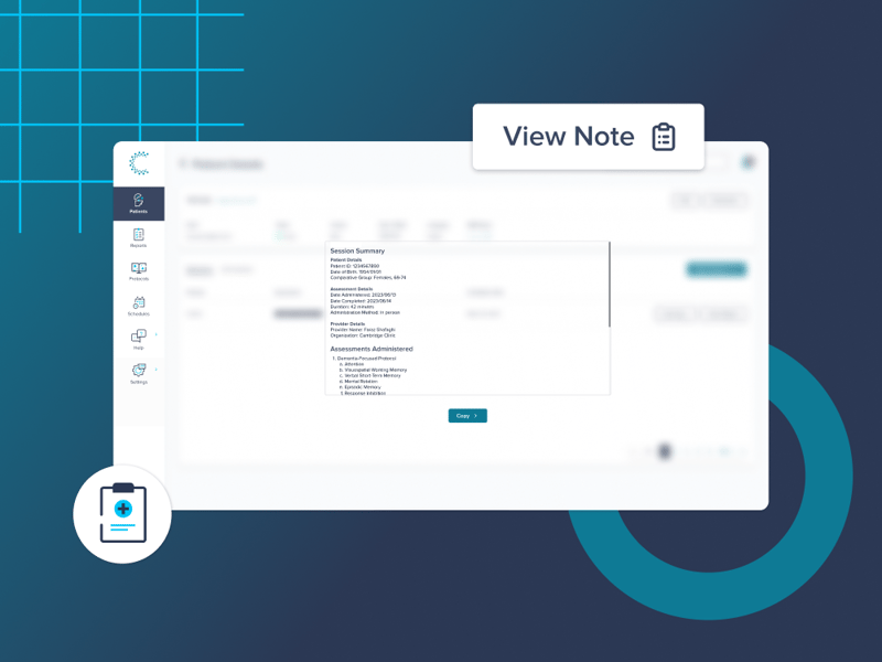An example session note showing in the Creyos provider portal. 