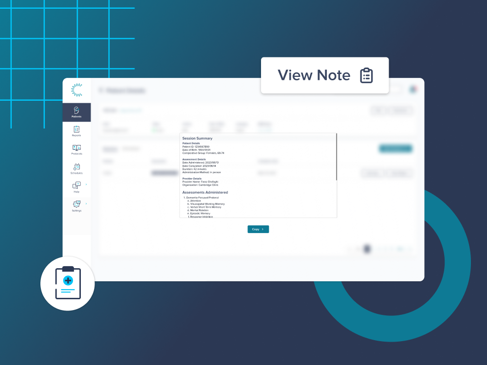 An example session note showing in the Creyos provider portal.