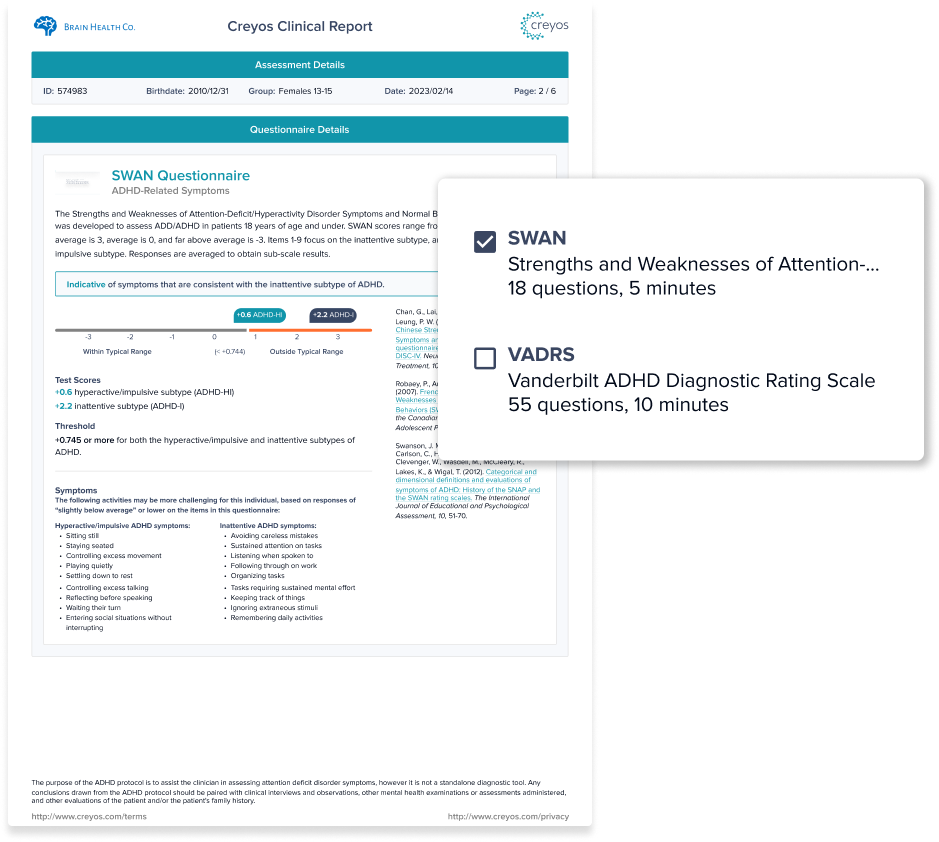 Standardized questionnaires