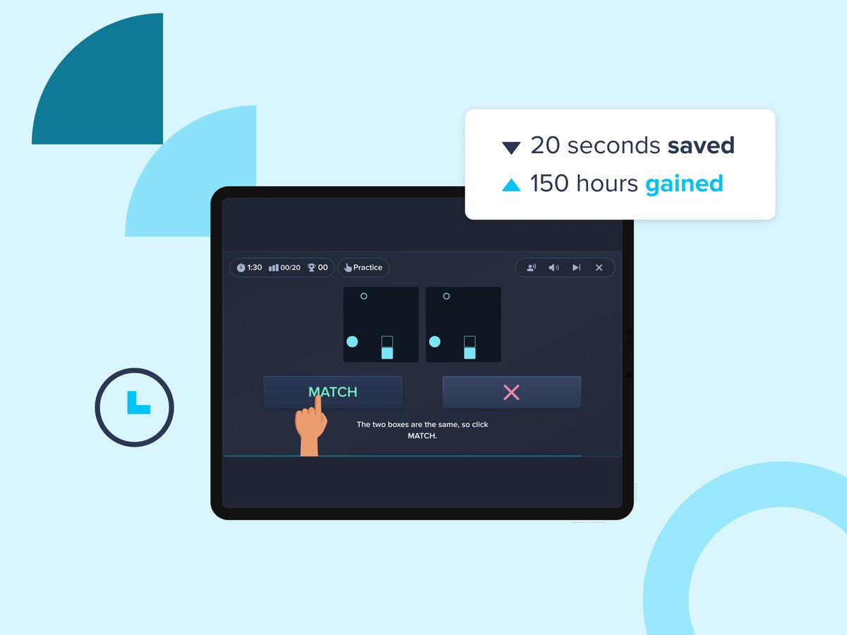 Stylized graphic showing a screenshot of the task practice round.